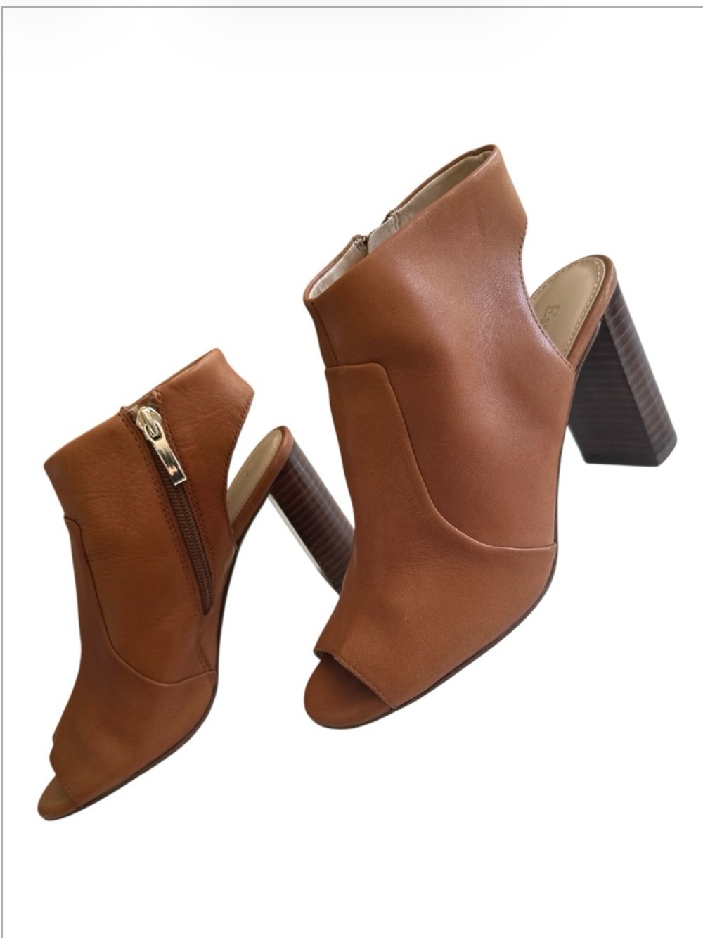 Essex Lane Tan Open-Toe Block Heel Mules